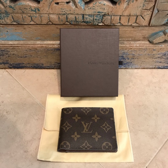 LOUIS VUITTON Monogram Wallet Bi-fold Multiple M60895 Brown Leather Vintage - Picture 7 of 8